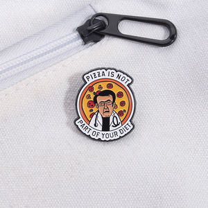 Sming pimleri Pizza diyet parçası değildir emaye Pin karikatür erkekler doktor sağlıklı diyet Metal broş yaka rozeti takı - Product Image 3