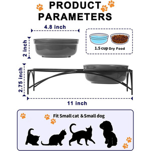 Juego de comederos dobles elevados Utung para perros y gatos, para comida y agua, diseño moderno con soporte. - Product Image 3
