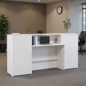 Bureau de réception en bois d'ingénierie blanc 78,7 po x 19,7 po x 40,7 po - Product Image 2