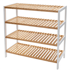 Étagère à chaussures en bambou durable, écologique, pour le salon, 3 niveaux, design simple, autoportante - Product Image 1