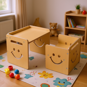 Ensemble de chaises de table Montessori en bois 3-en-1 pour tout-petits hauteur réglable pour dessiner lire manger 1-5 ans tableau noir naturel - Product Image 2