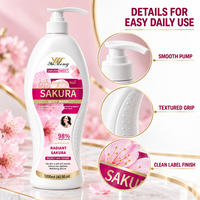 Yumeng 1200ml Gel Douche Parfumé Sakura Hydratant et Blanchissant, Parfum Longue Durée, OEM ODM