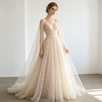 En stock Tissu tulle doré clair entièrement imprimé à pois dorés scintillants, tulle transparent et doux pour robe tutu, voile, toile de fond de fête, vêtements de poupée