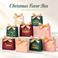Kotak Hadiah Natal Berlapis Emas 11.5x4.5x10cm Pita Satin Tas Hadiah Kecil untuk Permen Cokelat Natal Pesta Pernikahan
