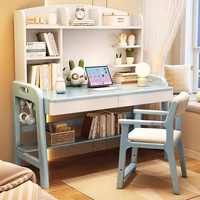 Ensemble de bureau d'ordinateur en bois simple et durable pour chambre à coucher, combinaison bibliothèque et chaise pour étudiants
