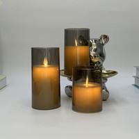 Ensemble de 3 bougies LED sans flamme en cire véritable avec minuterie, bougies piliers à flamme mobile fonctionnant sur piles pour la décoration de la maison, les mariages et Noël