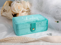 Personalisierte Luxus-Schmuckschatulle aus Samt für Damen, Reisefreundliche Aufbewahrung und Präsentation, Ringdisplay, Geschenkverpackung in Wunschfarbe
