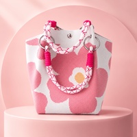 Tas Wanita Rajut Desain Lucu Baru, Tas Selempang, Berbagai Motif Bunga, Custom Pabrik