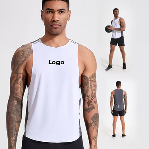 Wholesale Custom <b>Men</b> Bodybuilding Fitness Moisture Wicking <b>Compression</b> Shirt Gym Wear Sleeveless <b>Vest</b> Sport Stringer Tank Top - Product Image 4
