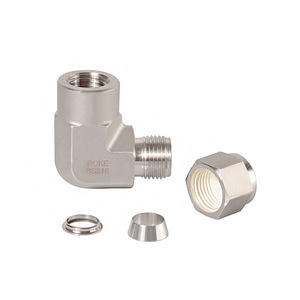 Conector Hidráulico de 90 Grados con Doble Férula y Rosca Interna, de Acero Inoxidable 316, Métrico, Marca ROKE - Product Image 5