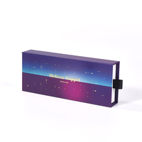 Caja de cartón con estampado en relieve degradado, base transparente tipo blíster, con tirador de cinta, estilo caja de cerillas, para embalaje de regalo.