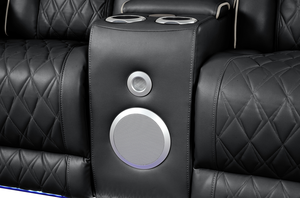 Fauteuil inclinable rembourré de style moderne, 2 pièces, pour salon, fabriqué en bois, avec fonction massage incluse - Noir - Product Image 6