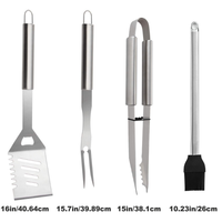 Ensemble d'outils de barbecue en acier inoxydable à long manche, pour la cour, le camping en plein air, 23 pièces, durable, réutilisable, sans fumée, écologique