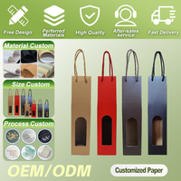 Boîte en papier kraft doré portable KAKA pour une seule bouteille de vin, sac cadeau laminé mat avec fenêtre ouverte, recyclable, pour boissons