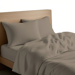 Drap de lit 100% coton couleur taupe taille super king UK - Product Image 3