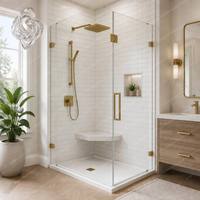 Mampara de Ducha Corredera Moderna Minimalista sin Marco, Panel Fijo de Vidrio Templado Transparente de 8 mm, Resistente, para Uso en Hoteles y Apartamentos