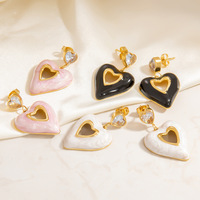 Boucles d'oreilles tendance SUMMLY en acier inoxydable plaqué or 18 carats avec pendentif cœur évidé créatif, bijoux de mode de luxe en gros