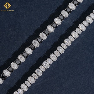Pulsera de tenis de moissanita blanca y negra de corte ovalado, plata 925 con baño de rodio, engaste de garra, joyería romántica de alta calidad para mujer - Product Image 4