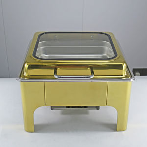 Plato de frotamiento de acero inoxidable dorado de lujo con ventana 9L calentadores de comida eléctricos para restaurante Buffet Set Display <span class=keywords><strong>Chafing</strong></span> <span class=keywords><strong>Dish</strong></span> - Product Image 4