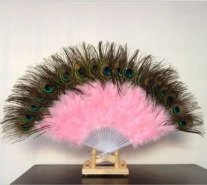 Wholesale China Folding Hand Fan <b>Peacock</b> Turkey Feather Fans for Wedding - Product Image 4