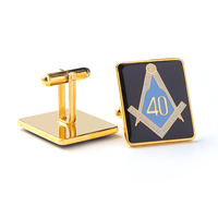Gemelos masónicos de Metal, diseño personalizado, esmalte suave, epoxi, alfiler de corbata con caja de cuero