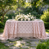 Nappe en coton et lin à imprimé cœurs romantiques, couverture de table multicolore pour mariage en plein air, décoration de table de restaurant