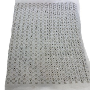 Tissu en dentelle de tulle brodé à la main avec perles, style européen et américain, pour robes de mariée et de soirée - Product Image 3