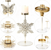 Plateau à bougies moderne en fer doré 661, motif flocon de neige, arbre, papillon, support décoratif pour bougies, éclairage pour la maison, les fêtes, les mariages, les vacances