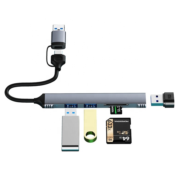 2 in 1 5 Ports USB 3.0 Hub to Multiport Adapter OTG Hub SD TF Card Reader USB C Hub