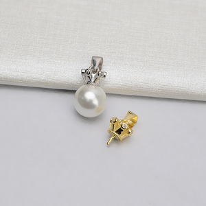 Pendentif Couronne en Argent S925, Accessoires de Bijoux DIY pour Femmes, Pendentif avec Plateau Vide Semi-Fini 704 Charmes, 8-15mm - Product Image 1