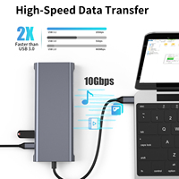 Hub multiport USB-C en aluminium Superspeed 14-en-1 avec double HDTV 4K VGA 1080P USB 3.2 3.0 2.0 Type-C SD TF RJ45 Audio Mic 100W PD