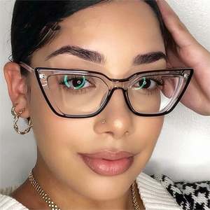 Gafas de Computadora con Logotipo Personalizado, Diseño Retro de Moda, Bisagras de Resorte, TR90, Ojo de Gato, Color en Contraste, Anti Luz Azul para Mujer - Product Image 1