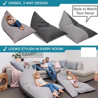 Sac de rangement pour animaux Extra Large Designer Beanbag Chairs for Kids Teens & Adults Stuffed Animal Storage lazy sofa Grey Stripe