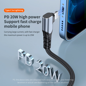 สายชาร์จเร็ว Type-C Pd 100W แบบโค้ง90องศาสำหรับ iPhone 11 12 13 14 PRO MAX ชาร์จข้อมูลได้ - Product Image 2