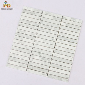 Carrara กระเบื้องโมเสคหินอ่อนสีขาวขนาด15*48มม. กระเบื้องโมเสคหินสี่เหลี่ยมสีขาวสี่เหลี่ยมสำหรับกระเบื้องทั้งผนังและพื้น - Product Image 2