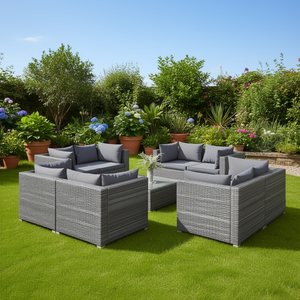 Set Lounge da Giardino Modulare in Rattan PE Grigio, Arredamento da Esterno a 6 Posti dal Design Contemporaneo - Product Image 2