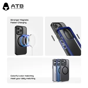 ATB 신제품 마그네틱 무선 충전 전화 커버 반투명 휴대 전화 케이스 아이폰 15 14 13 프로 맥스