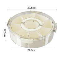 Plateau de service rond divisé avec couvercle et poignée Plateau à collation Boîtes Boîte à collation Conteneur Boîte à collation de service divisée Conteneur