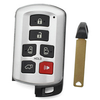 Coque de clé de voiture noire professionnelle à 6 boutons, lame vierge, pour télécommande de remplacement sans clé