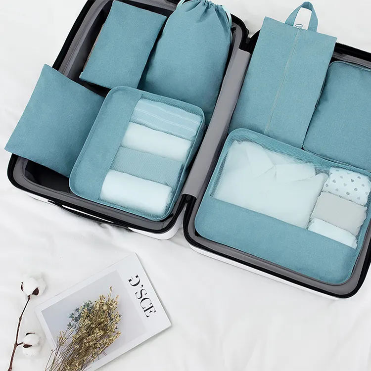 Travelsky custom packing cubes travel 7 set luggage organizer storage bag
