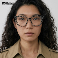 Lunettes de soleil œil de chat Withher Leopard unisexes, tendance, surdimensionnées, monture carrée intégrale, légères, protection UV380, verres transparents
