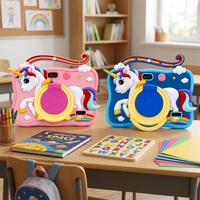Tablette pour enfants 7 pouces Android 8.1 2 Go 16 Go WiFi 1024x600 bleue avec étui en silicone licorne et support