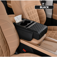 Accessoires intérieurs de voiture : Housse de boîte de rangement en cuir pour accoudoir, rangement pour mouchoirs, porte-gobelet, coussin de console centrale assemblé