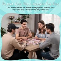 Jeu de tuiles de Mahjong américain 166 pièces, tuiles roses (1,16 po), 4 supports de rangement, sac de rangement en toile, divertissement complet portable