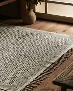 Aztec <b>Block</b> Print Cotton Dhurrie Rug Handmade Boho Area Carpet Floor Rug Home Decor - Product Image 3