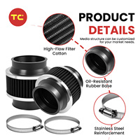 Filtro in gomma universale da 76 mm (3 pollici) per aspirazione aria turbo, valvola bypass a induzione forzata, filtro a morsetto ad alto flusso