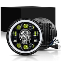 Phare de moto à LED avec yeux d'ange, phare rond de 5,75 pouces, projecteurs de moto pour voiture