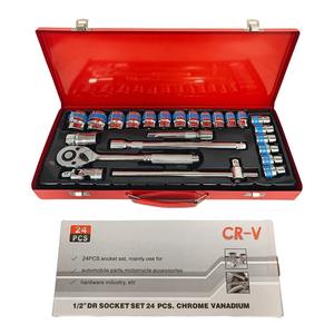 24pc Automotive <b>Tool</b> <b>Set</b> F-Rod Sliding Bar Bending Bow Sleeve Ratchet Wrench Kit with Iron Box for Vehicle Maintenance - Product Image 1