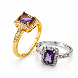 Anello quadrato in pietra, gioiello da donna dal design classico per l'uso quotidiano - Product Image 1