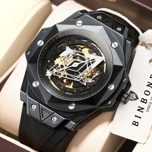 Binbond 3324 Montre mécanique automatique pour homme à grand cadran, tendance, en acier inoxydable, résistante à l'eau 30M, montre de sport - Product Image 1